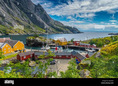 Nusfjord Fishing Village Fjord Lofoten Norway Stock Photo Alamy