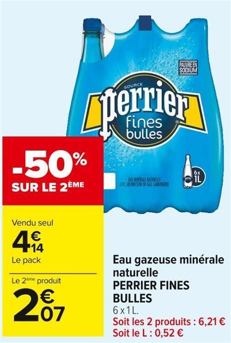 Promo Perrier Eau Gazeuse Min Rale Naturelle Fines Bulles Chez