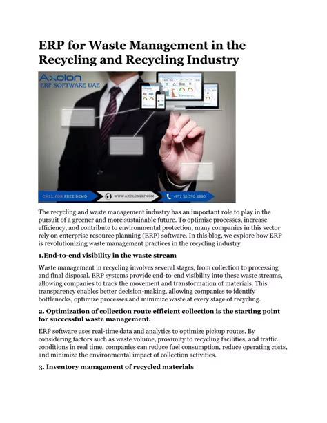 Ppt Erp For Waste Management In The Recycling And Recycling Industry