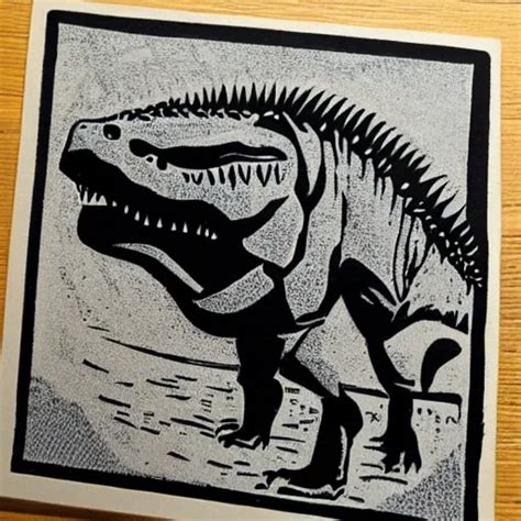 Linocut Of A T Rex Stable Diffusion Openart