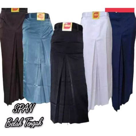 Jual Rok Span Belah Satu Sekolah Smp Sma Smk Warna Abu Coklat Hitam