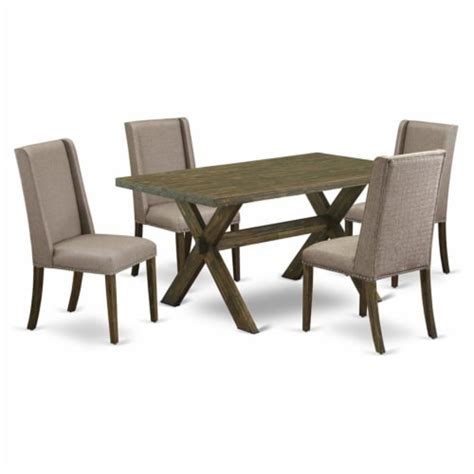 East West Furniture X Style Piece Wood Dinette Set In Jacobean Brown