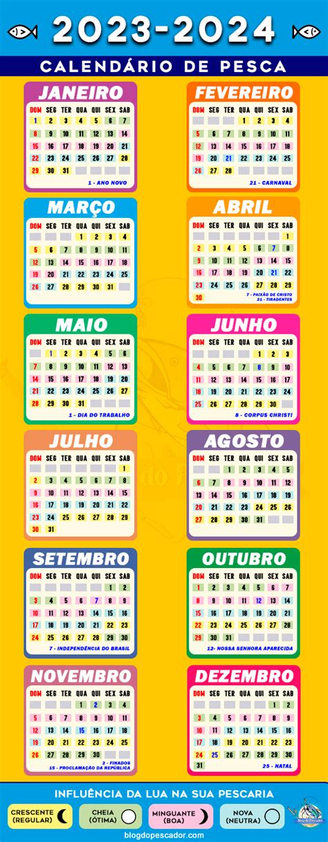 Calendário de pesca de 2023 2024 Blog do Pescador