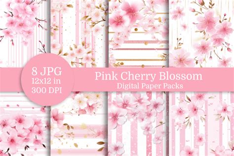 Cherry Blossom Digital Paper Packs Graphic By Nam Tiwa Creative Fabrica