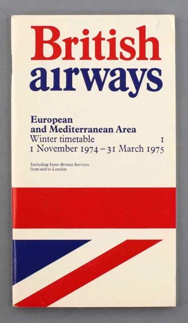 BRITISH AIRWAYS EUROPEAN Mediterranean Timetable Winter 1974 75 Seat