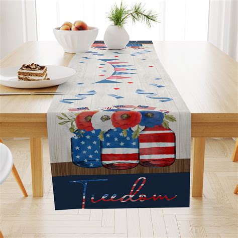 SDJMa 4th Of July Tablecloth 13x72 Inch Patriotic Memorial Day