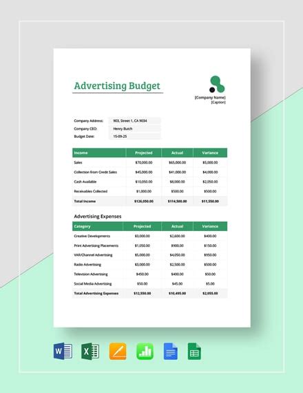 9 Advertising Budget Templates Free Sample Example Format Download