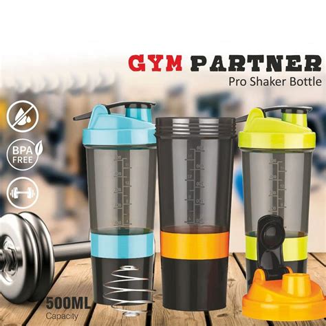 Plastic GYM SHAKER BOTTLE SHAKERS FOR PROTEIN SHAKE Capacity 500 ML