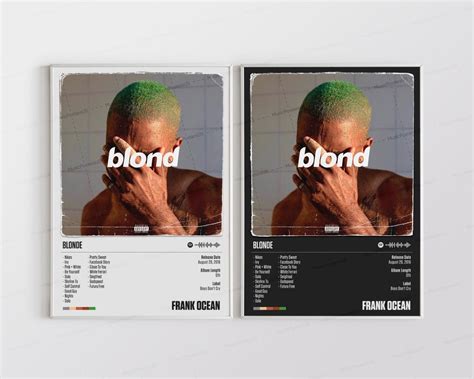 Frank Ocean Posters Blonde Poster Blonde Tracklist Album Etsy