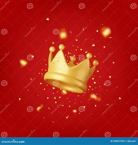 3d Gold Crown Icon And Confetti Stock Vector Illustration Of Glow