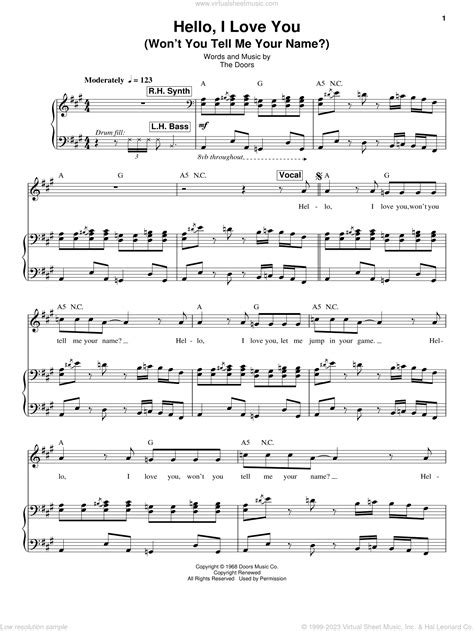 Hello I Love You Wont You Tell Me Your Name Sheet Music For Voice