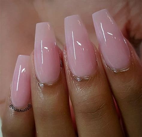 Shiny Pink Coffin Nails Pink Acrylic Nails