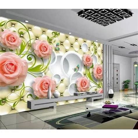 Floral Living Room 3D Printed PVC Wallpaper For Wall Decor At Rs 80