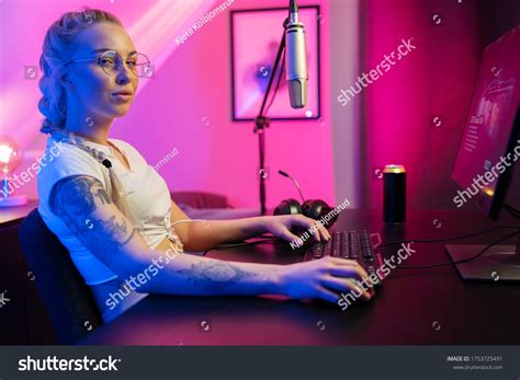 Happy Beautiful Blonde Gamer Girl Playing Stock Photo 1753725491 Shutterstock