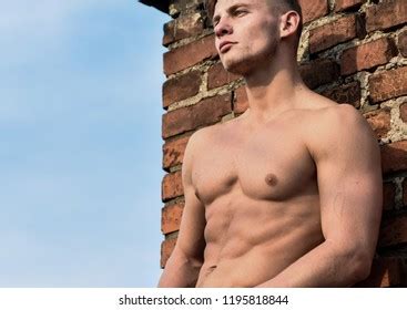 Man Muscular Athlete Lean On Wall Stock Photo Shutterstock