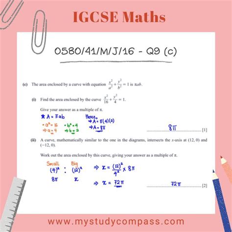 Cie Igcse Maths 0580 41 M J 16 Solved Past Paper Question 9c