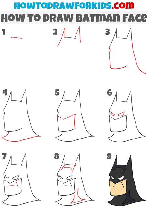 How To Draw Batman Face Step By Step Batman Drawing Batman Drawing