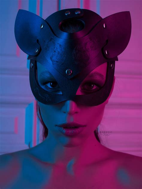 Catwoman Mask With Engraving Bdsm Mask Leather Cat Mask Etsy