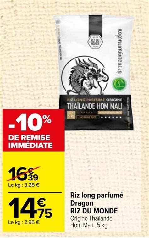 Promo Riz long parfumé Dragon RIZ DU MONDE chez Carrefour Market