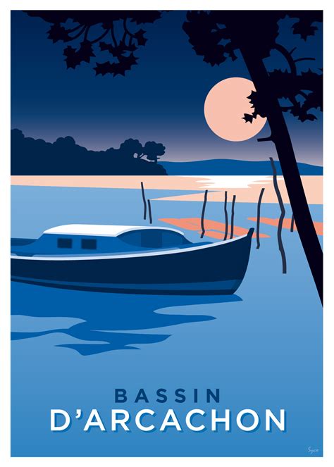 Affiche Bassin D Arcachon Pinasse Art Deco Posters Vintage Poster