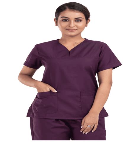 Agarwals Unisex Wine V Neck Scrub Suit Top And Bottom Uniform Unit Small Buy Packet Of 10 Unit