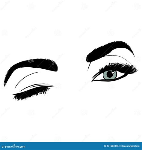 Illustration with Woman S Eye Wink, Eyebrows and Eyelashes. Makeup Look ...