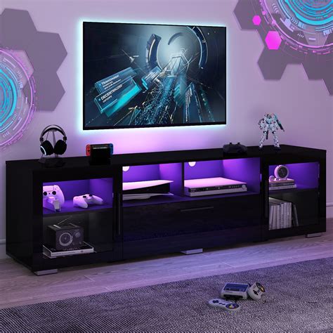 Wrought Studio 70 Inch Modern High Gloss Tv Stands With Music Sync Led