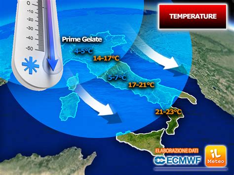 Meteo TEMPERATURE imminente CROLLO TERMICO Termometri sempre più giù