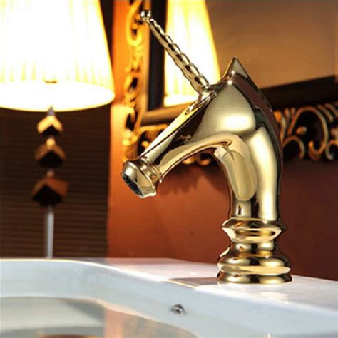 Slim Dual Handle Gold Waterfall Bathroom Faucet Royal Toiletry Global