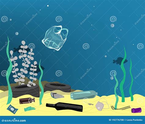 Rifiuti Di Illustrazione Dell Inquinamento Plastico In Mare Diversi