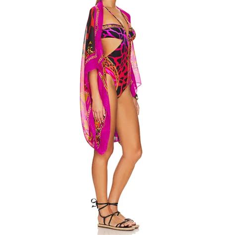 Two Piece Set Leopard Print Bikini With Print Smock Womens Swimsuit