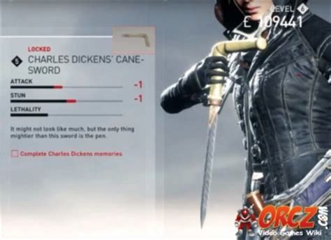 Assassin S Creed Syndicate Charles Dickens Cane Sword Orcz The