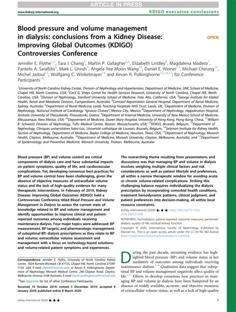 Pdf Blood Pressure And Volume Management In Dialysis Conclusions