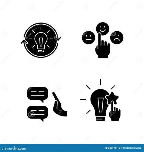 Logical And Rational Thinking Black Glyph Icons Set On White Space Stock Vector Illustration