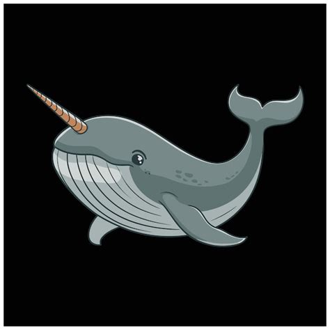 Cute And Adorable Cartoon Narwhal Vector White Background Premium Ai