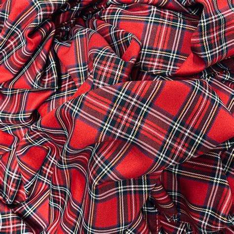 Red Royal Stewart Tartan Check Polyviscose Fabric Prestige Wholesale Fabrics The Fabric