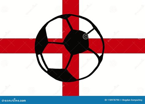 Football Ball and England Flag Hand Drawn Simple Illustration, S Stock ...