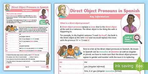 Spanish Grammar Direct Object Pronouns Worksheet