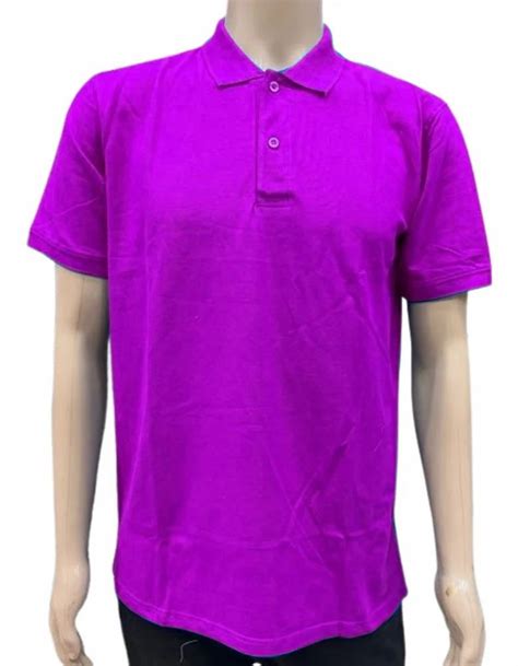 Purple 280 Gsm Cotton Polo T Shirt Half Sleeves Plain At Rs 250 Piece