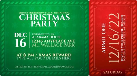 Free Vector Realistic Christmas Season Party Ticket Template