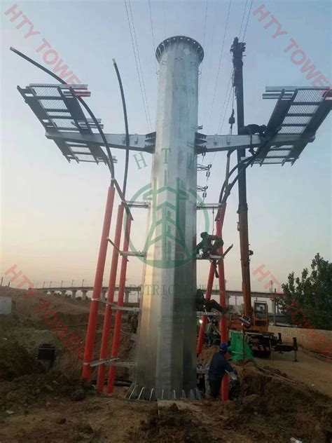 Dead End Metallic Electric Power Poles Kv Galvanized Steel