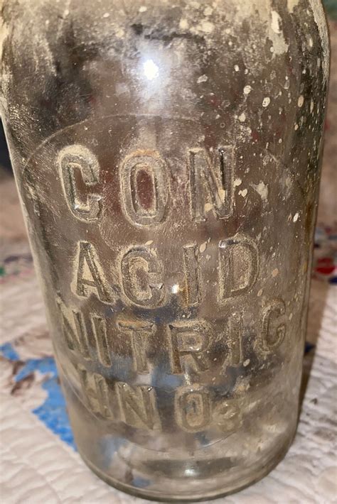 Vintage Con Acid Nitric Hno3 Apothecary Bottle W Stopper 10 25 T C W Co Etsy