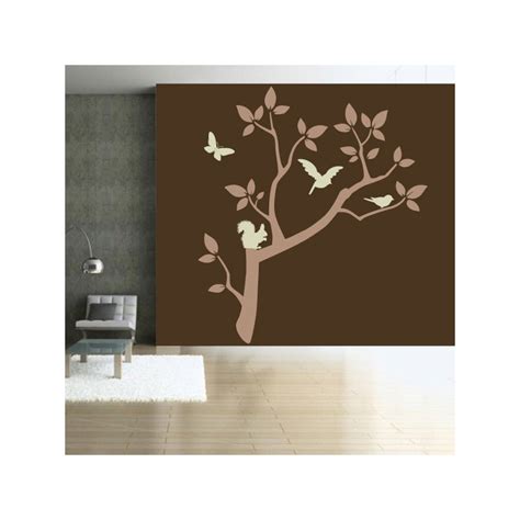 Sticker Branche D Arbre Ecureuil Papillon Oiseau X Cm