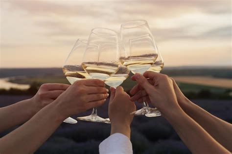 Un Grupo De Personas Brindando Con Copas De Vino Foto Premium