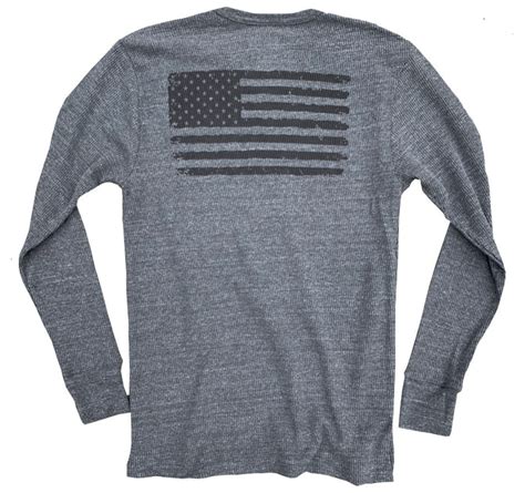 Mens Old Glory American Flag Thermal Long Sleeve Shirt Red White