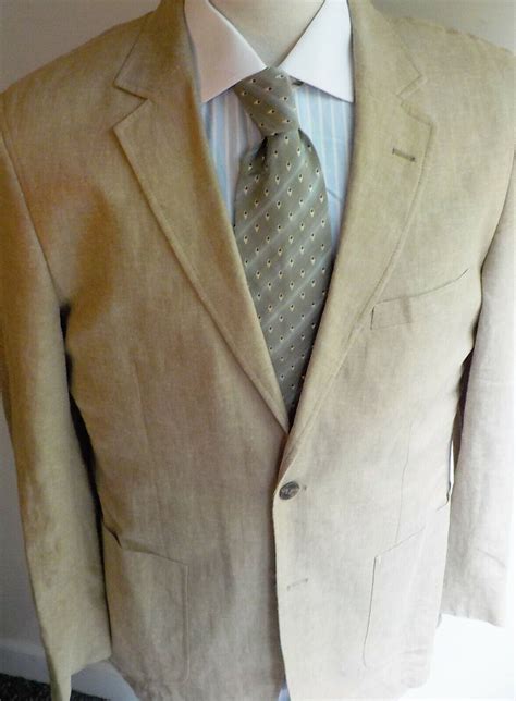 ALAN FLUSSER Beige Linen Blend Relaxed Fit Blazer Sportcoat SZ MEDIUM