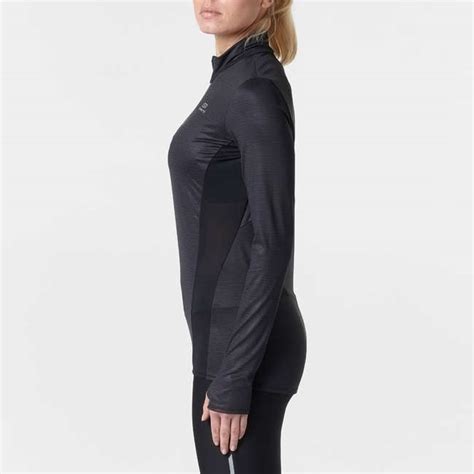 Camisola Manga Comprida Corrida Mulher Run Dry Zip Preto Kalenji À