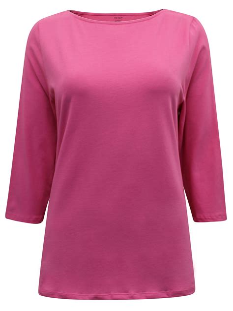 Medium Pink Cotton Rich Slim Fit 34 Sleeve T Shirt Plus Size 14 To 22