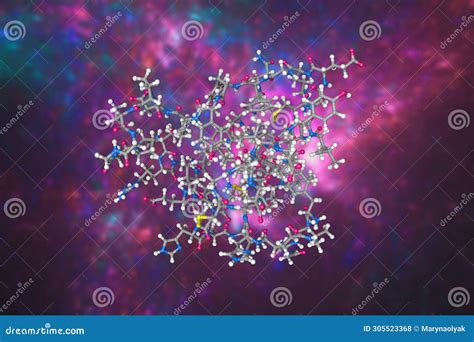 Estructura Nmr De La Insulina Singlechain Modelo Molecular 3d