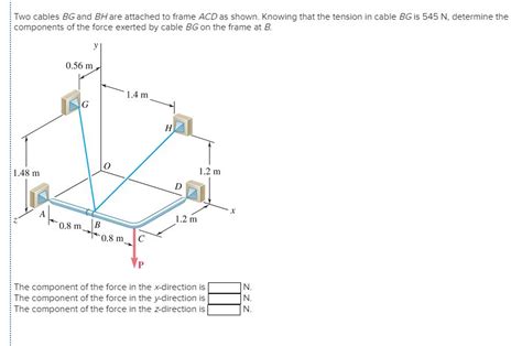 Solved Two Cables Bg And Bh Are Attached To Frame Acd As Chegg